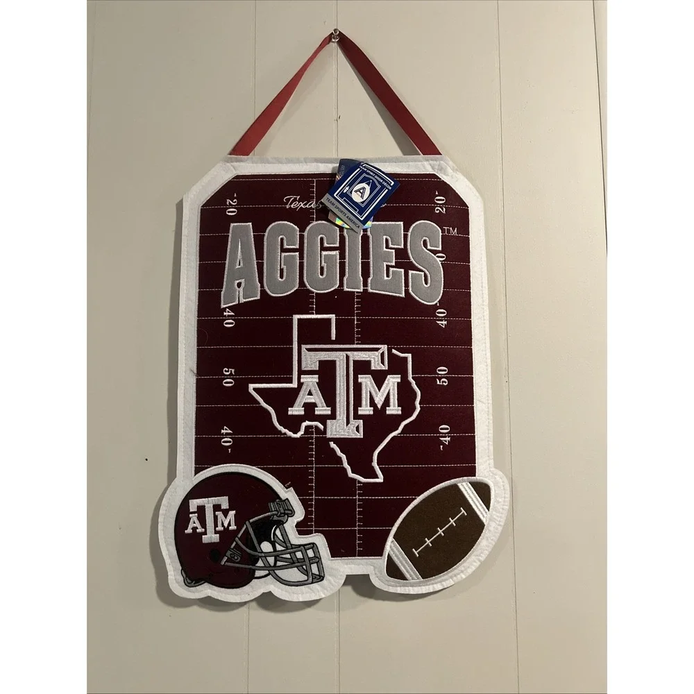 NCAA Team Spirit Sports Door Decor A&M Texas Aggies Maroon And Gray NWT Football